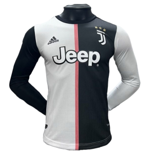 2019-20 Cristiano Ronaldo #7 Juventus Home Retro Player Version Soccer Jersey with UCL Patch - Long Sleeve