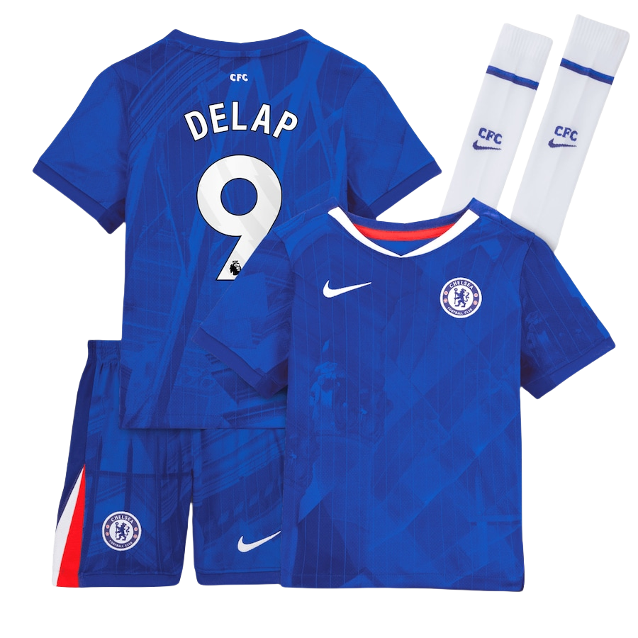 Kids Chelsea Home Delap 9 Soccer Kits 25-26 (Jersey+Shorts+Socks)