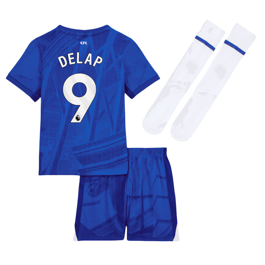 Kids Chelsea Home Delap 9 Soccer Kits 25-26 (Jersey+Shorts+Socks) - Image 3