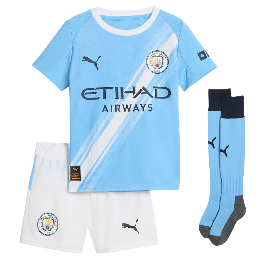 Manchester City Home Kids Soccer Jerseys Kit 2025-26 (Jersey+Shorts+Socks) - Image 2