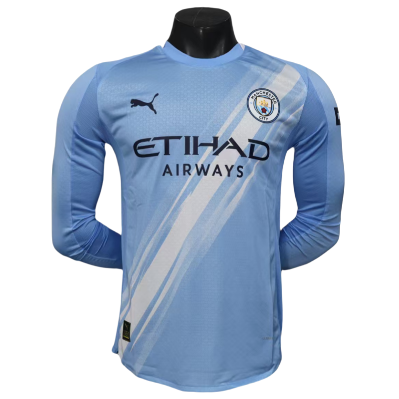 Manchester City Soccer Shirt Home Shirt player version Long Sleeve 2025-26